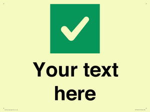 Custom plain background, green square with tick sign